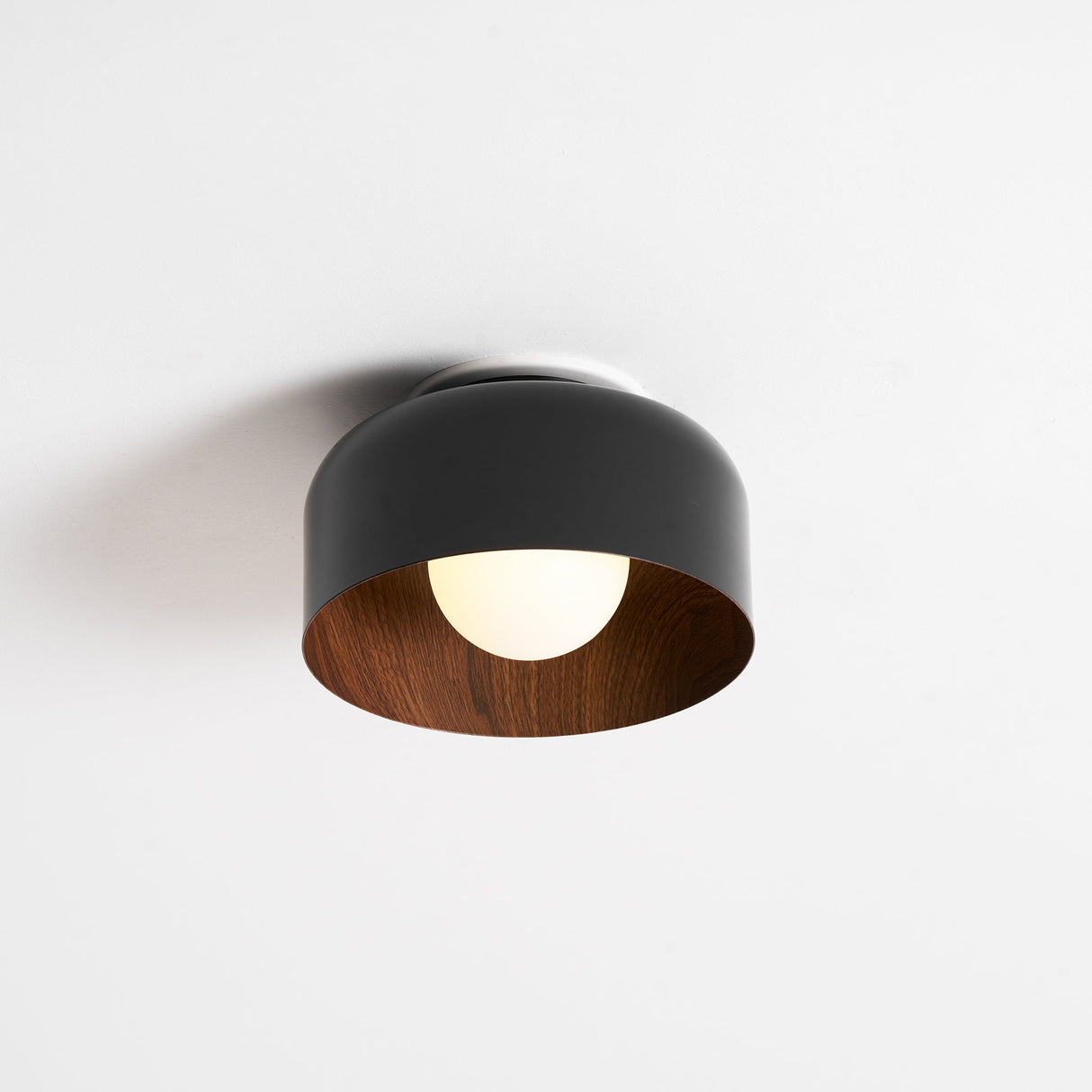 Drum flush mount ceiling light with wood grain interior further product image 52