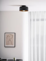 Drum flush mount ceiling light with wood grain interior alternative angle view 61