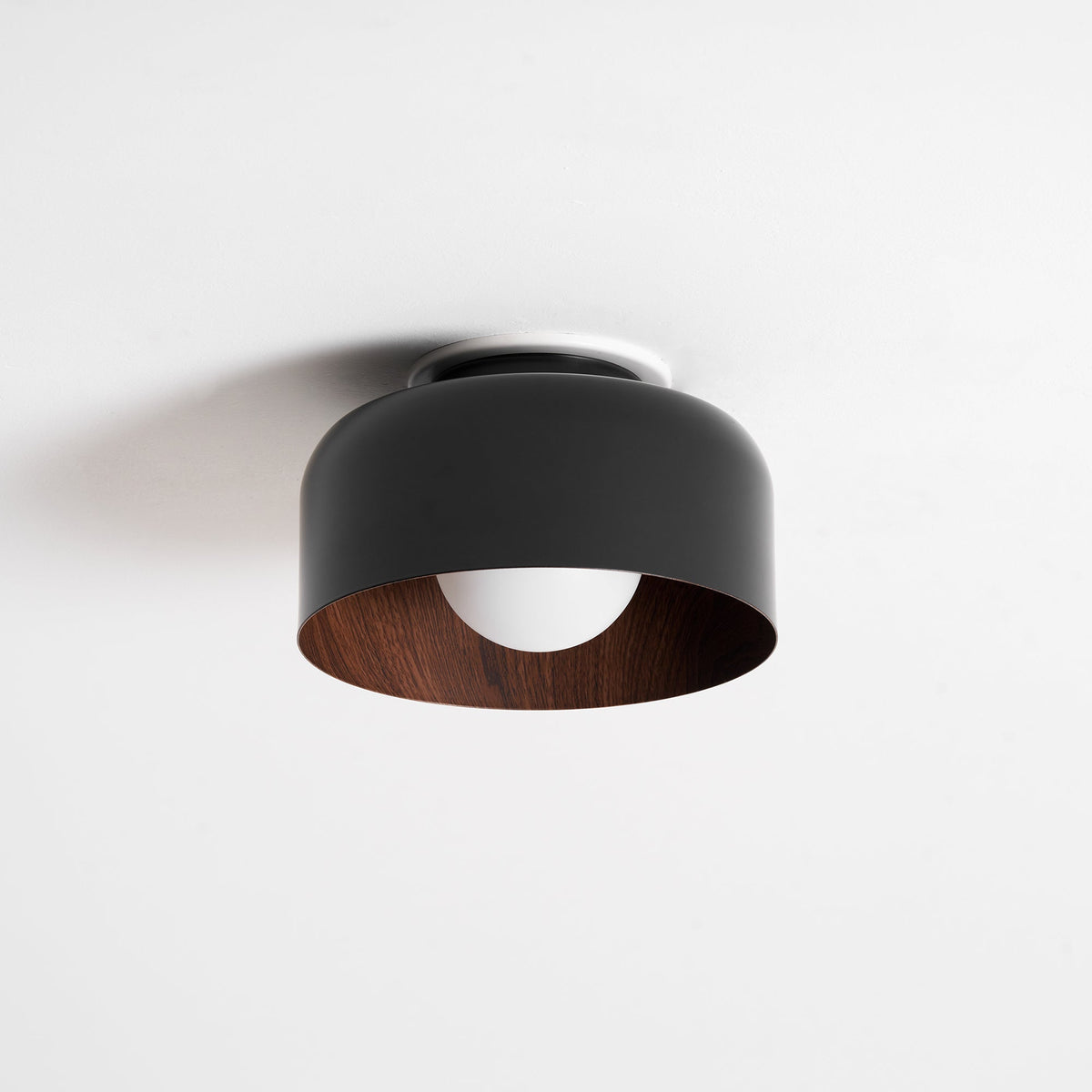 Drum flush mount ceiling light with wood grain interior further product image 64