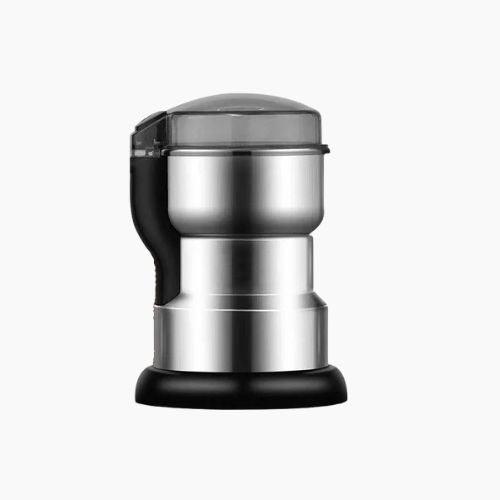 Stainless steel nut grinder with clear lid for controlled grinding