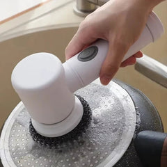 Electric Rechargeable Cleaning Brush Wireless Pot Scrubber White - Hurbane Home