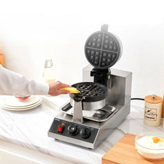 Electric Round Waffle Maker with Adjustable Temperature Control - Hurbane Home