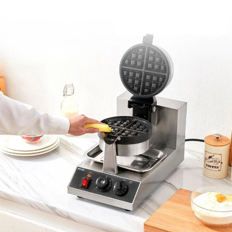 Electric Round Waffle Maker with Adjustable Temperature Control - Hurbane Home