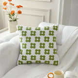 Embroidered Accent Pillows - Cotton Canvas 3D Leaf Decorative Cover Square Cushion Case - Decorative Pillow Cover - Hurbane Home