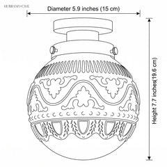 Drawing showing globe light diameter 5.9 inches and height 7.7 inches