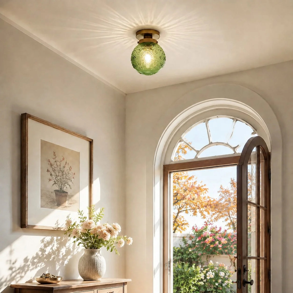 Engraved glass globe flush mount ceiling light further product image 4