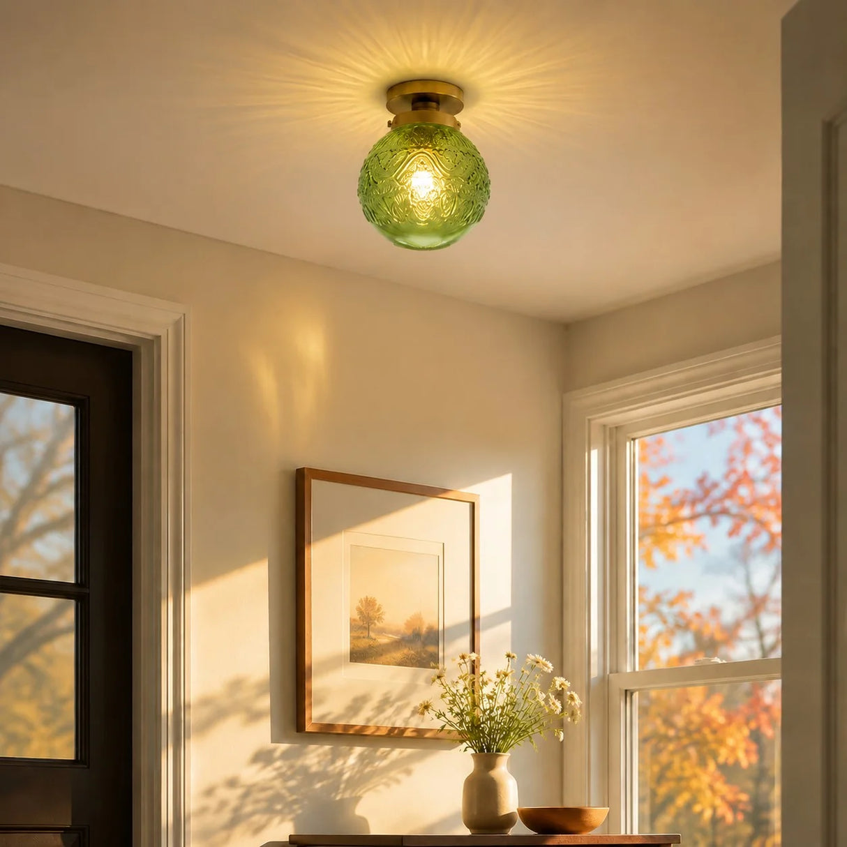 Engraved glass globe flush mount ceiling light additional product view 6