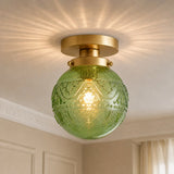 Engraved glass globe flush mount ceiling light further product image 10