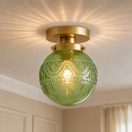 Engraved glass globe flush mount ceiling light further product image 10