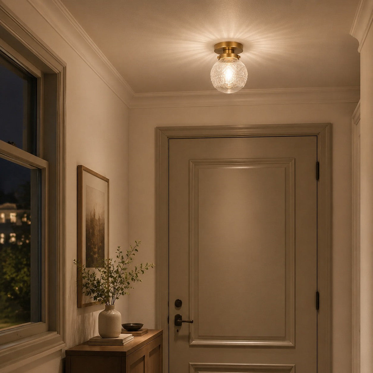 Engraved glass globe flush mount ceiling light alternative angle view 19