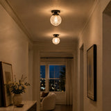 Engraved glass globe flush mount ceiling light close detail view 20