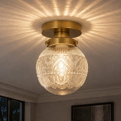 Engraved glass globe flush mount ceiling light supplementary product view 23