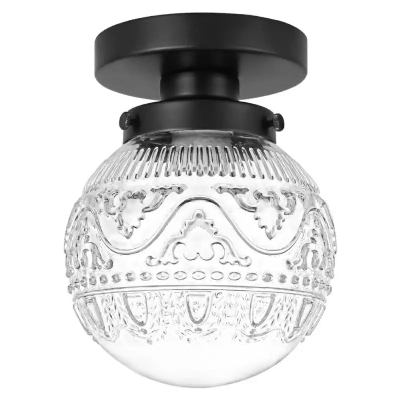 Engraved glass globe flush mount ceiling light further product image 28