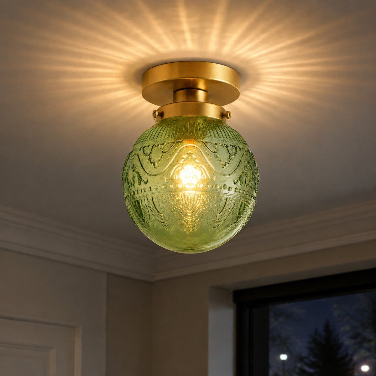 Engraved glass globe flush mount ceiling light supplementary product view 29