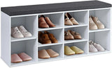 Entryway Bench with Shoe Storage – Padded Cushion Cubby Organizer - Entryway Storage Bench - Hurbane Home