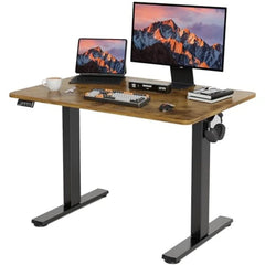Ergonomic Electric Adjustable Standing Desk - Walnut Finish for Home Office - Adjustable Standing Desk - Hurbane Home