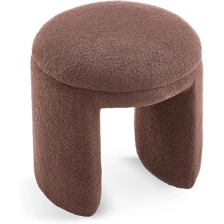 Contemporary Upholstered Stool – Teddy Fabric Round Ottoman Seat.