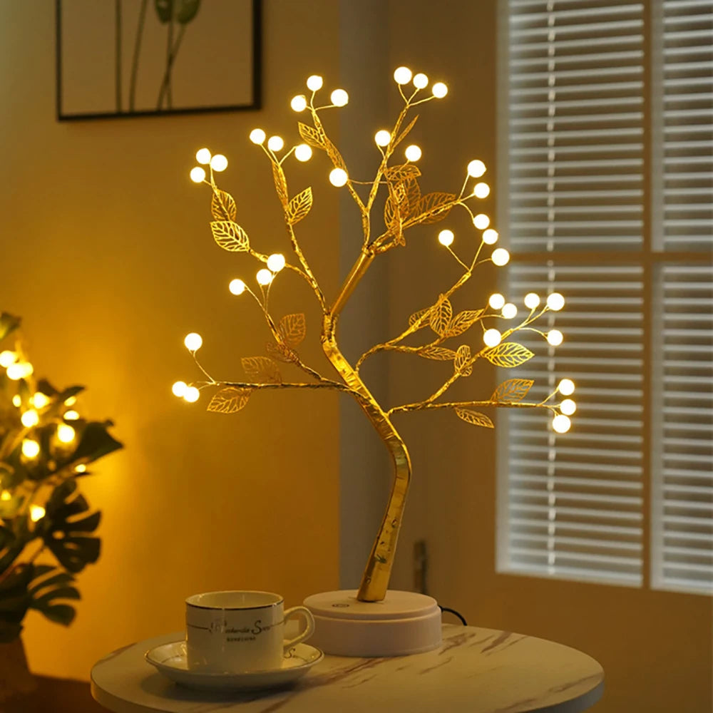 Fairy light tree lamp with bendable copper branches main view