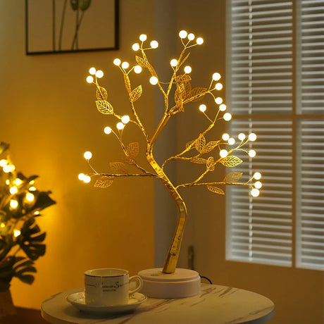 Fairy light tree lamp with bendable copper branches main view
