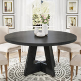 Farmhouse Dining Table – Tribesigns 47in Round Rustic Table for Four - Hurbane Home