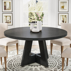Farmhouse Dining Table – Tribesigns 47in Round Rustic Table for Four - Hurbane Home