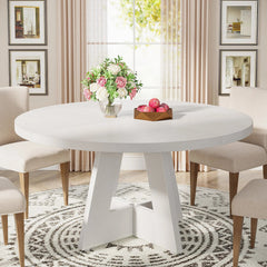 Farmhouse Dining Table – Tribesigns 47in Round Rustic Table for Four - Hurbane Home
