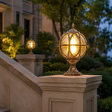 Caged globe outdoor post light detail view 7 showing finish and construction