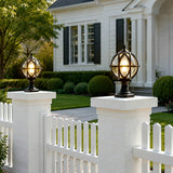 Caged globe outdoor post light detail view 4 showing finish and construction