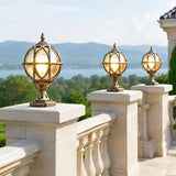 Caged globe outdoor post light detail view 8 showing finish and construction