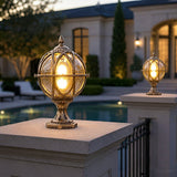 Caged globe outdoor post light detail view 13 showing finish and construction