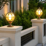 Caged globe outdoor post light detail view 17 showing finish and construction