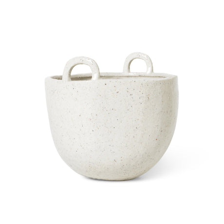 Off-White Speckle Stoneware Indoor Planter with Handles, Two Sizes