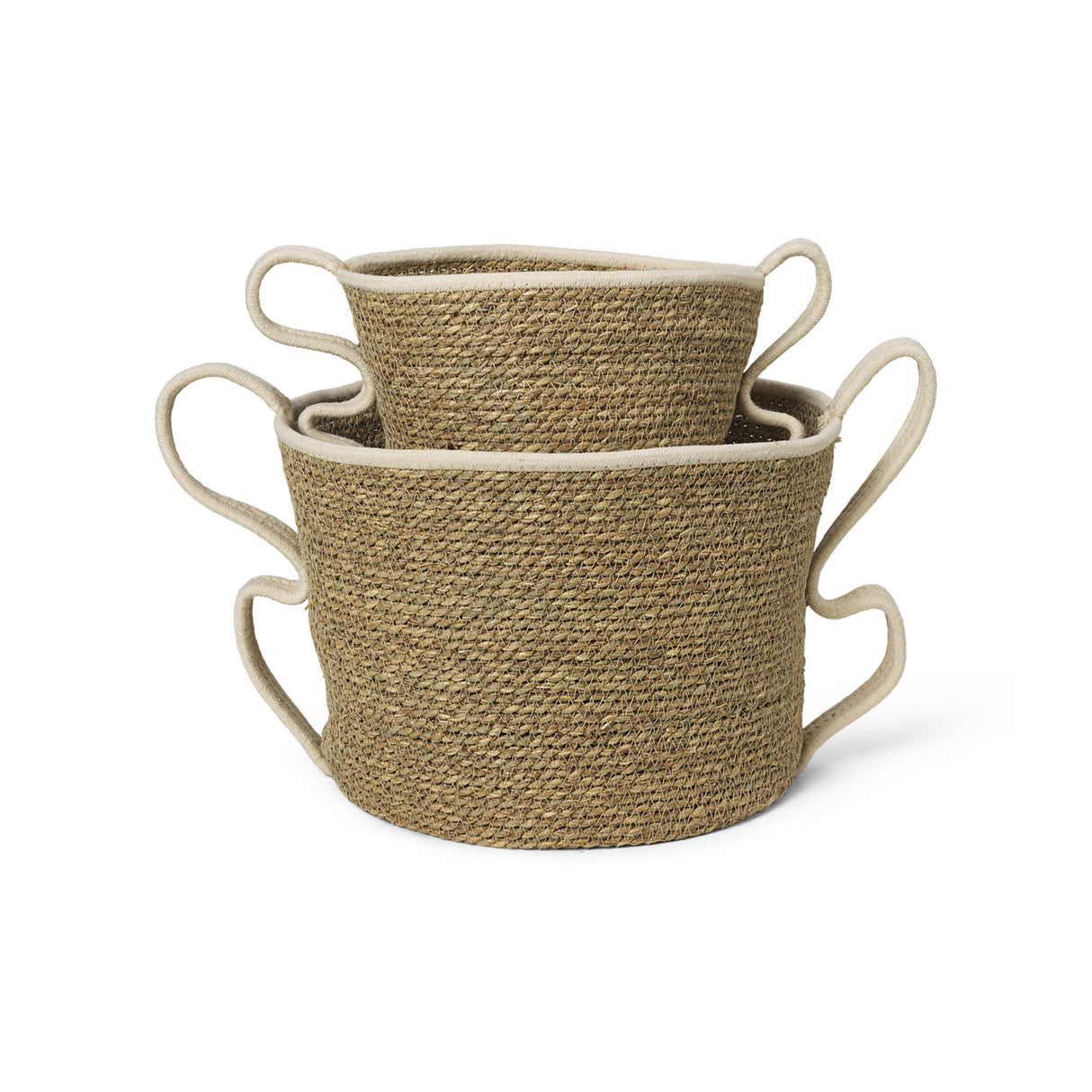 Hand-Braided Seagrass Verso Storage Baskets Set of Two