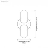 Dimension diagram: acrylic up and down wall light, height 9.1 inches, diameter 4.7 inches