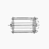 Fire cage bbq rotating grill cage loaded with kebab skewers