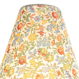 Close up of the fabric shade showing the small multicolor flower print