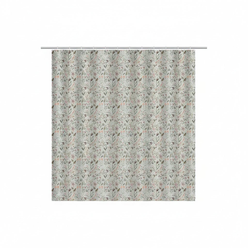 Floral Shower Curtain - Vintage Pink Flower Design for Elegant Bathroom Decor - fabric shower curtain - Hurbane Home