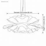 Dimension diagram of the layered lotus petal flower pendant light, 60 cm diameter and 28 cm height