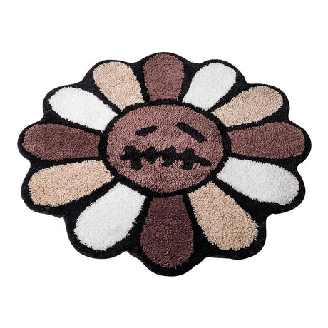 Flower Tufted Rug – Smiling Round Soft Anti - Slip Washable Mat - Hurbane Home