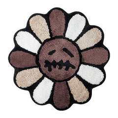 Flower Tufted Rug – Smiling Round Soft Anti - Slip Washable Mat - Hurbane Home