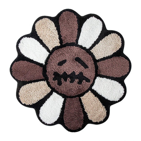 Flower Tufted Rug – Smiling Round Soft Anti - Slip Washable Mat - Hurbane Home