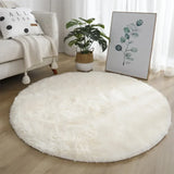 Fluffy shaggy area rug in soft pink for bedroom