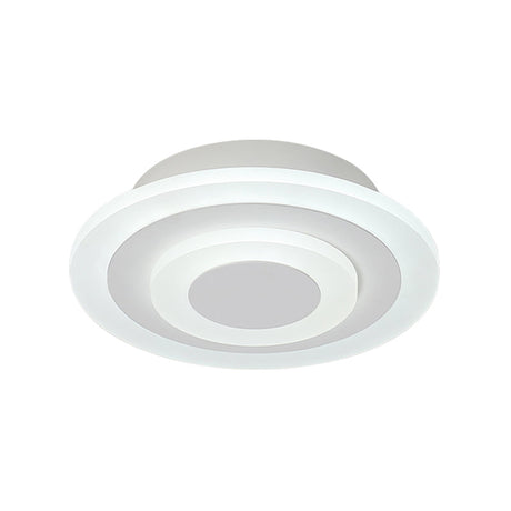 All white round ceiling light photographed on a white background