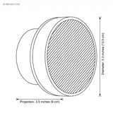 Line drawing of the disc wall light with diameter and depth labels