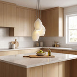 Ribbed ceramic pendant shade with deep vertical fluting, white finish, view 2