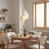Multi light ceramic cluster pendant with fluted teardrop shades, view 5