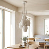 White fluted ceramic pendant light with a ribbed teardrop shade, view 7