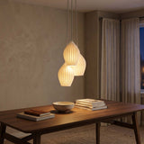 Ribbed ceramic pendant shade with deep vertical fluting, white finish, view 8