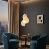 Fluted ceramic teardrop pendant light for ceiling mounted hanging, view 9
