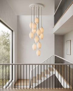 White ceramic pendant light, 5.1 inch diameter fluted shade, view 10